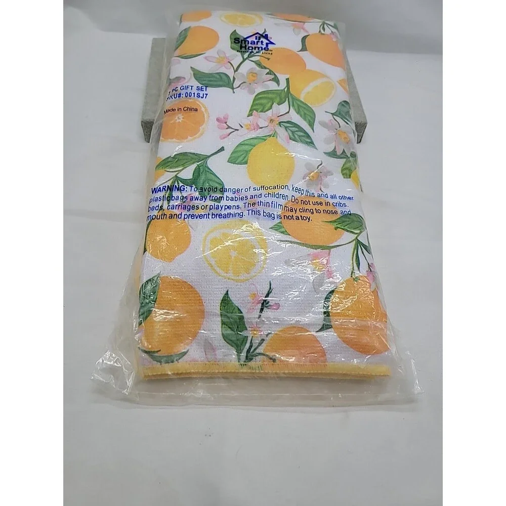 New Smart Home Essentials for Living Yellow Lemons 7 Piece Kitchen Gift Set Vtg